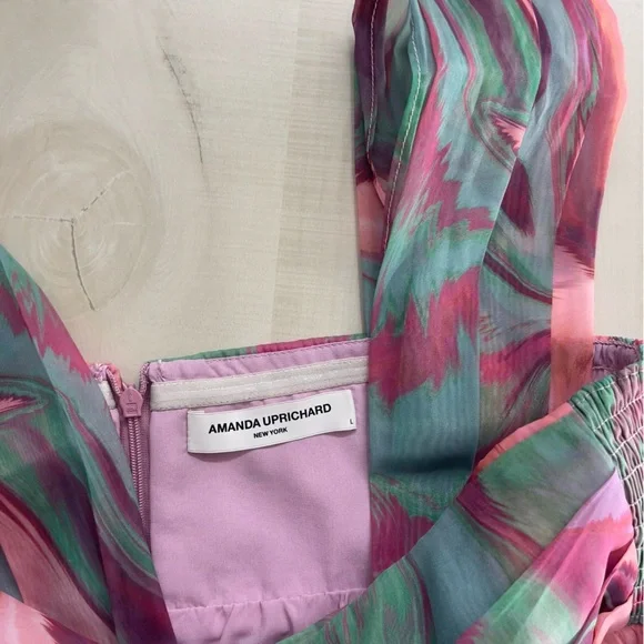 AMANDA UPRICHARD revolve Cindylou printed babydoll dress pink event weekend L - Picture 2 of 9